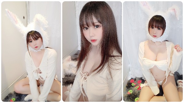 Süßes weißes Häschen, Fotoalbum eines heißen chinesischen Mädchens