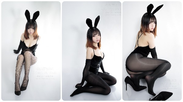 Fotoalbum eines wunderschönen chinesischen Mädchens, das sich in ein schwarzes Kaninchen verwandelt