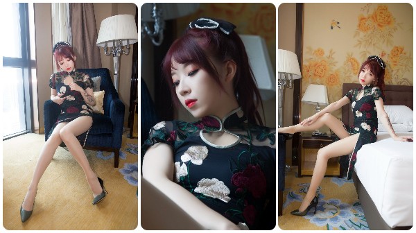 Extrem schönes Cheongsam einer heißen Chinesin.