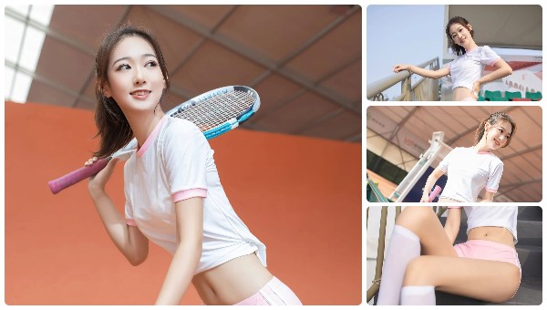 Ich schicke euch ein Fotoset von hübschen Mädchen beim Tennisspielen (145P)
