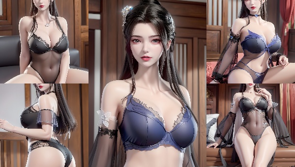 Schönes 3D-Foto von Li Muwan Xian Ni in schwarzer Dessous