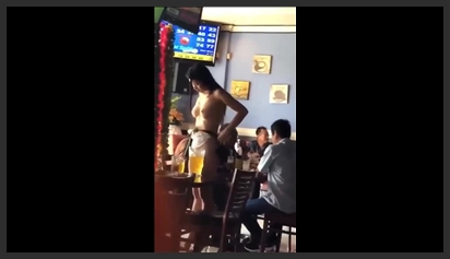 Female Beer Bar Waitress Caught on Hidden Camera
