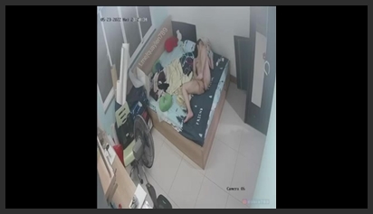 Hack Camera of College Girl Lying in Prostitute Masturbating While Watching Sex