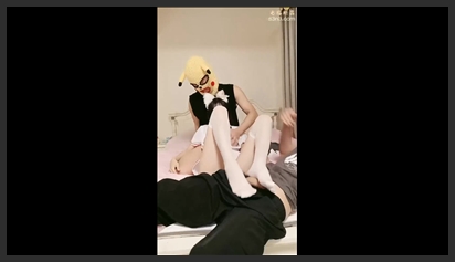 A slutty girl gets a threesome with two burly guys